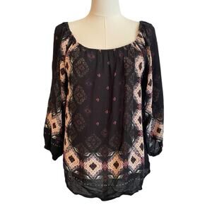 Japna Boho Top Womens Size M Shirt Festival Peasant Coachella Bohemian Hippie